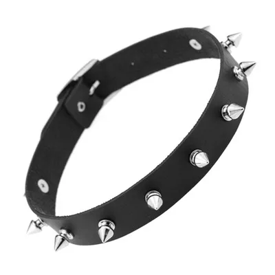 Vintage Punk Goth Studded Rivet Pu Leather Collar Choker Necklace for Girl Girls with Rivet 16 Inches