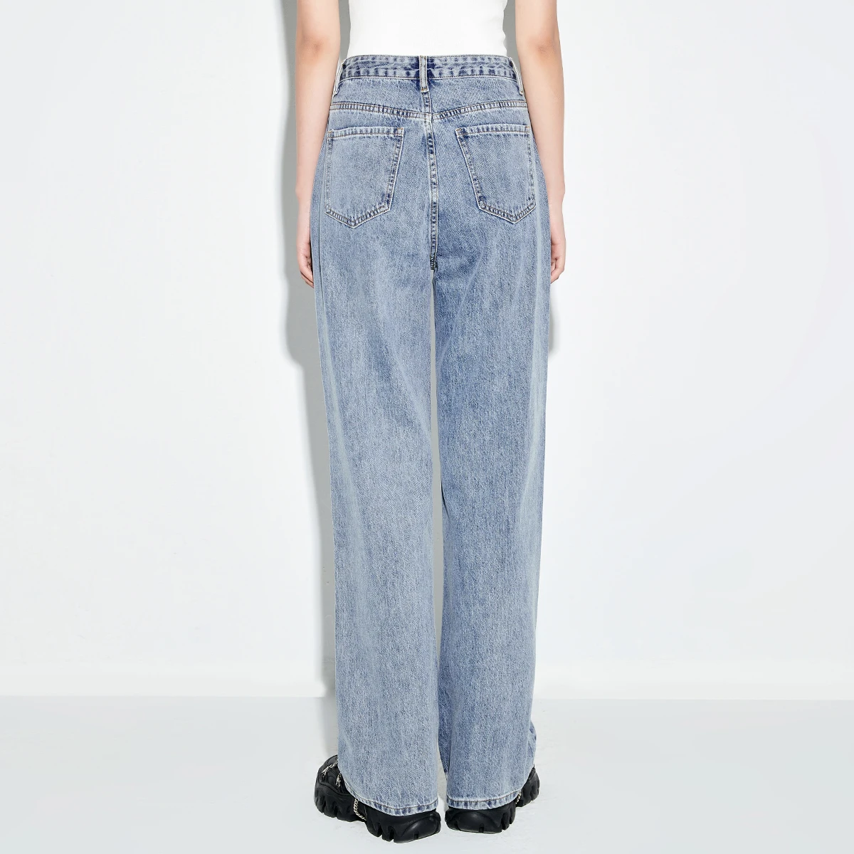 
The Most Popular Straight Leg Standard Thickness High Waist Denim Jeans Pant 