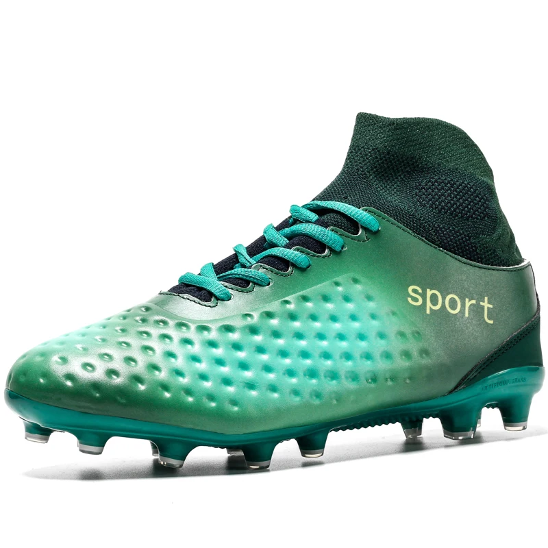 
2019 US 12 High Ankle Fashion Breathable Chuteira HG Green Football Shoes Suppliers Men Soccer Boots 