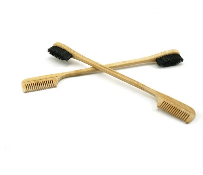 Amazon hot selling Durable Wooden Bamboo Beauty Double Side Brush Custom Logo Vegan Eyebrow
