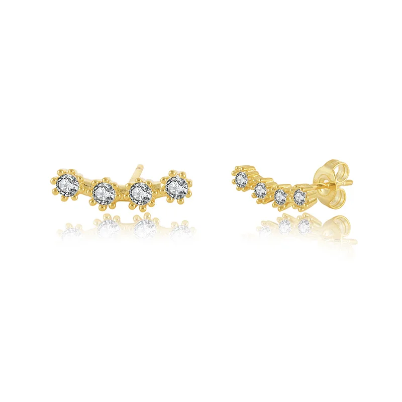 QLEESI Exquisite Jewelry Hot Sale Wholesale Sterling Silver 18K Gold Romantic Zircon Stud 925 Earrings