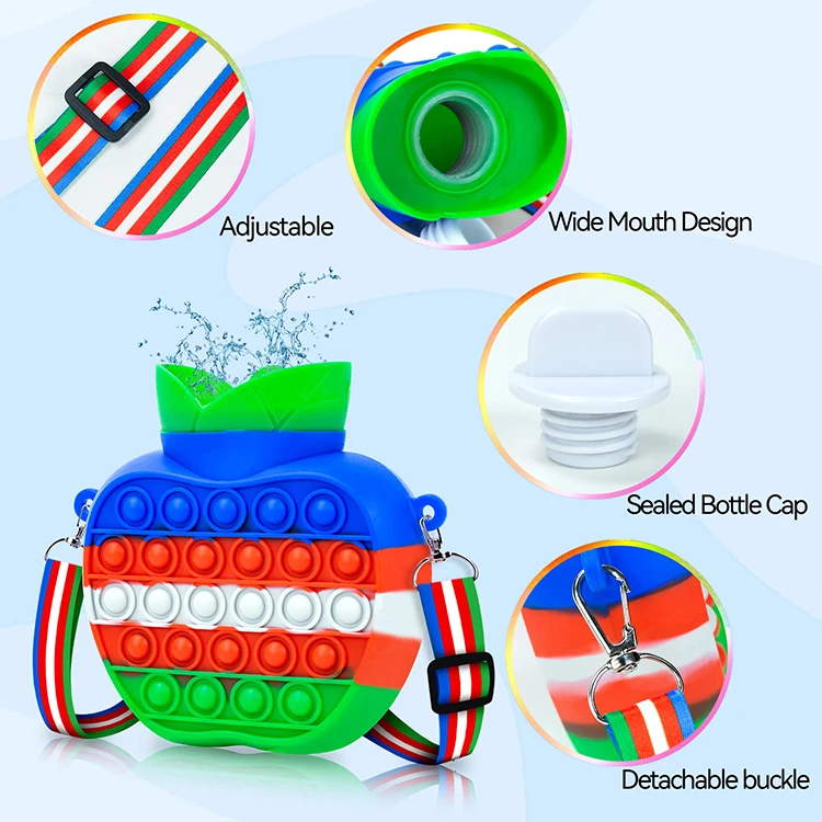 Wholesale Custom Kids Cartoon Soft Silicone Push Bubble Water Collection Decompression Bubbles Bag For Girls