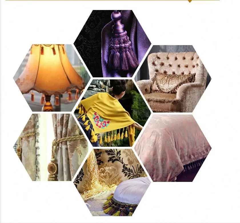 Wholesale new custom disgn colorful tassel fringe trim for bag