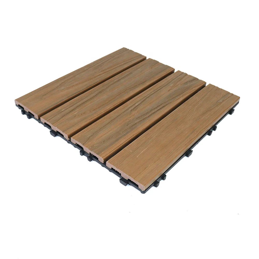 long lasting wood texture diy decking tiles co-extruded floor interlock for outdoor balcony