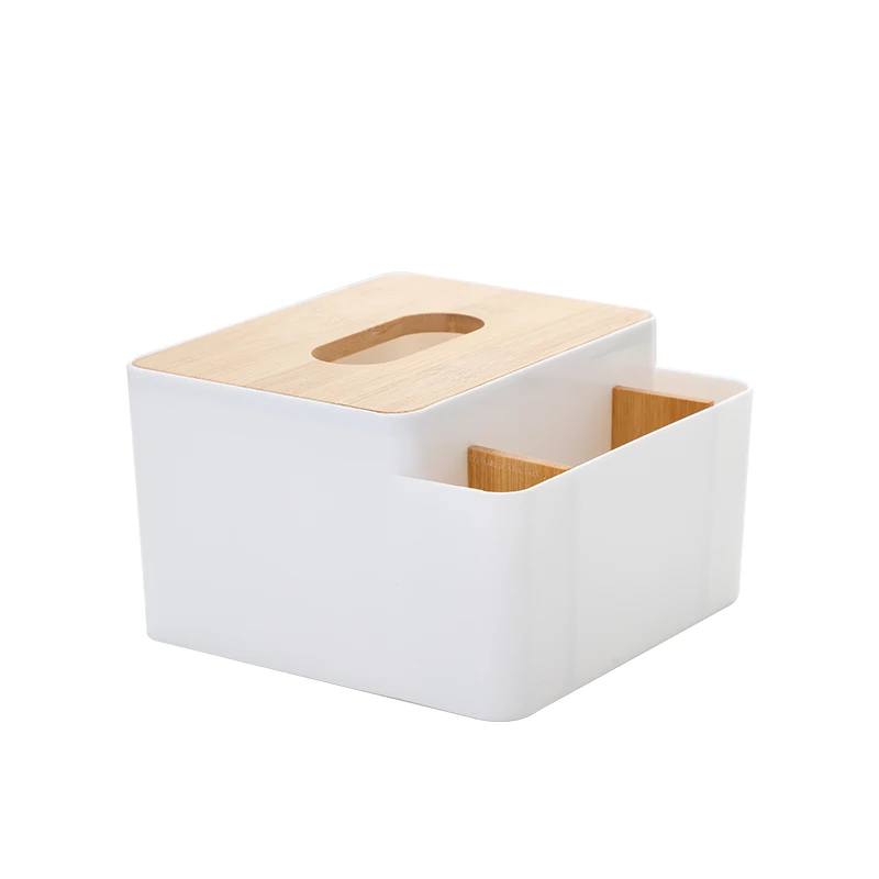Custom Tissue Box with Bamboo Lid Napkin Paper Box Removable Wood Cover Holder Storage Organizer for Home Car Office