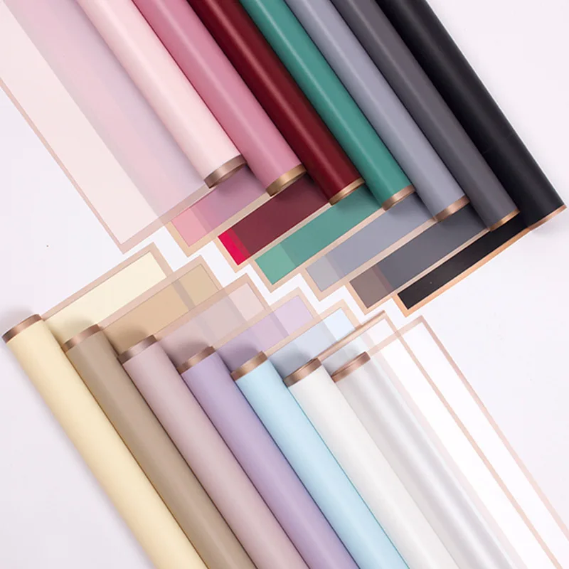 Wholesale flower shop gift flower waterproof with gold edge wrapping paper gold edge waterproof flower decoration wrapping paper