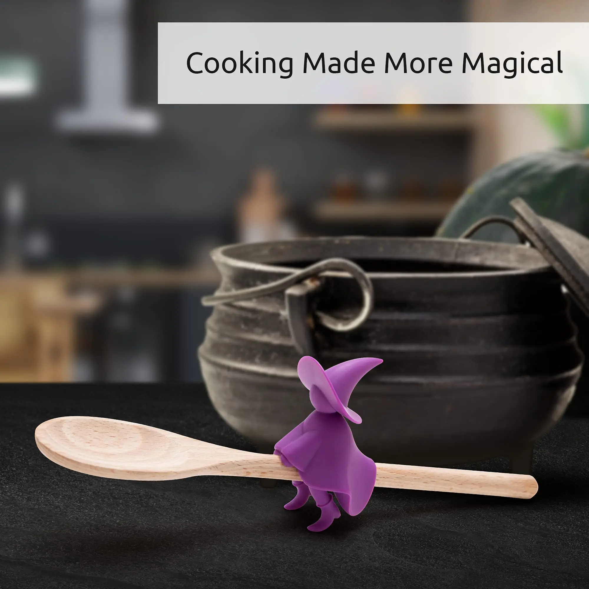 Spill-proof raising spoon holder creative kitchen utensils silicone tools little trapeze wizard modeling pot cover