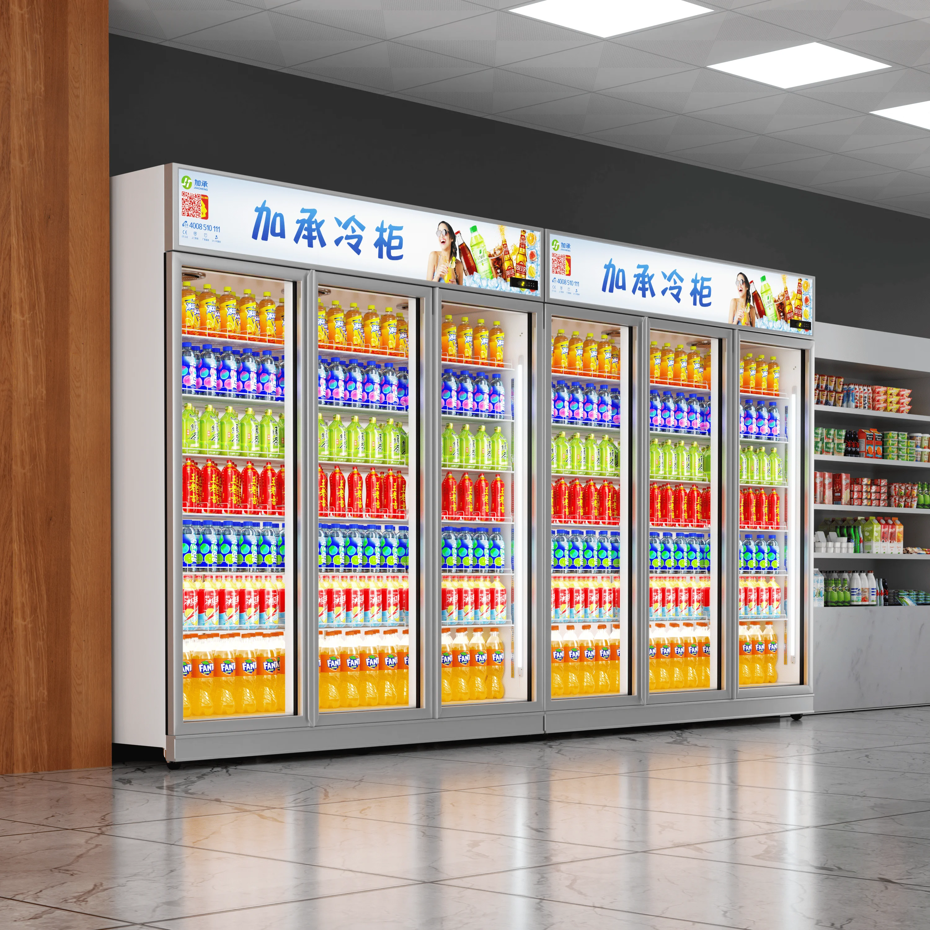 2024 JIACHENG LT620C OEM Customized High Efficiency Inverter Freezer food And Beverage Display Chillers 1 Door For Cake Shops