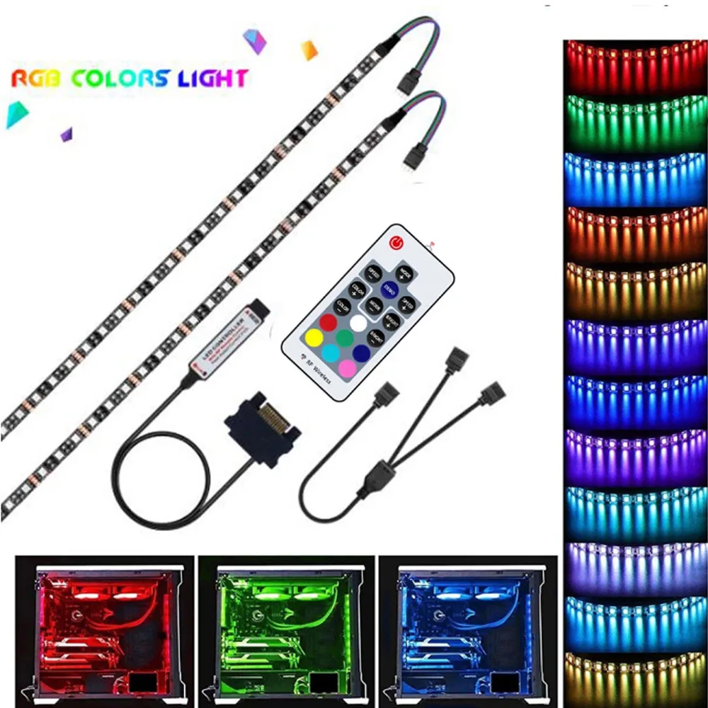 Светодиодная лента 12V RGB 4-контактный светодиодный заголовок для ПК компьютер оболочки материнская плата цветная (RGB) Панель управления (+ G красные/зеленые/голубые/желтые/белые Светоотражающие B) / SATA Molex разъем