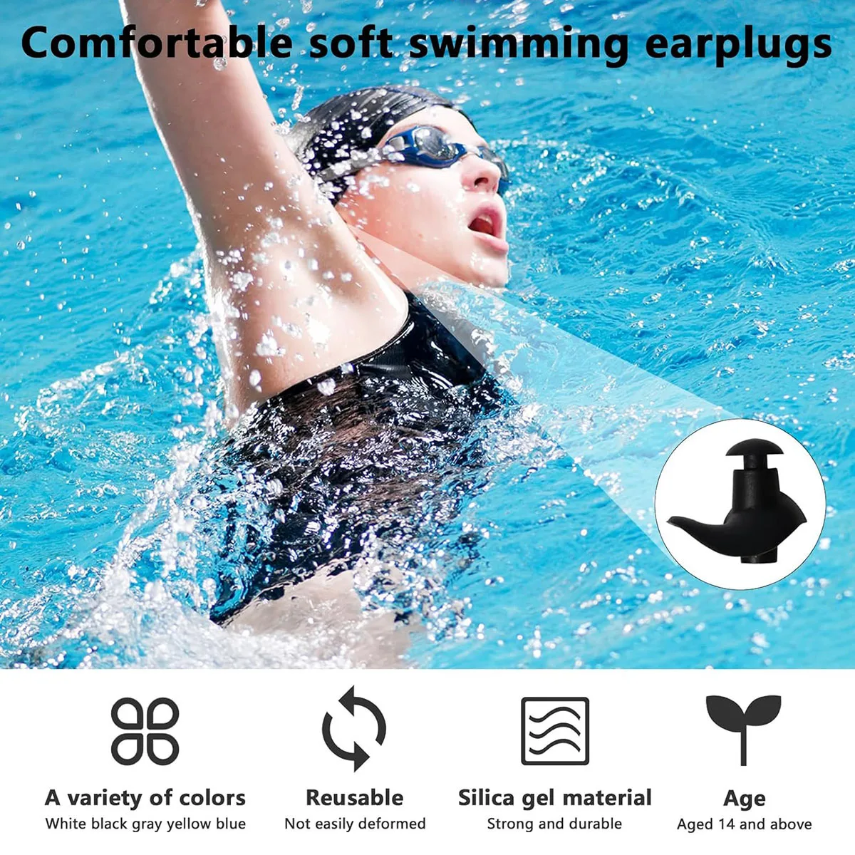 Perfect Bathing Partner Reusable Silicone Swim Earplugs Diving in Ear earbud Silicone Ear Plugs