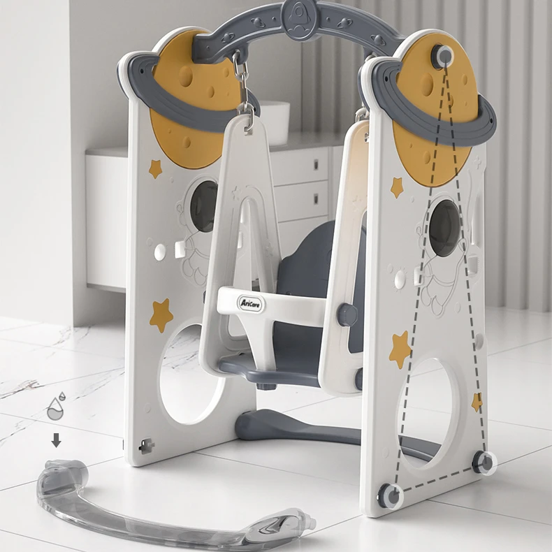 3 in 1 Toddler Plastic Climber and Swing Set Baby Slide Play Set with Basket to Play Basketball