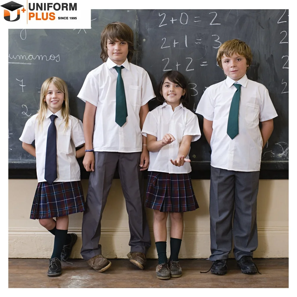 Белая школьная форма из 100% хлопка футболка для девочек и мальчиков
