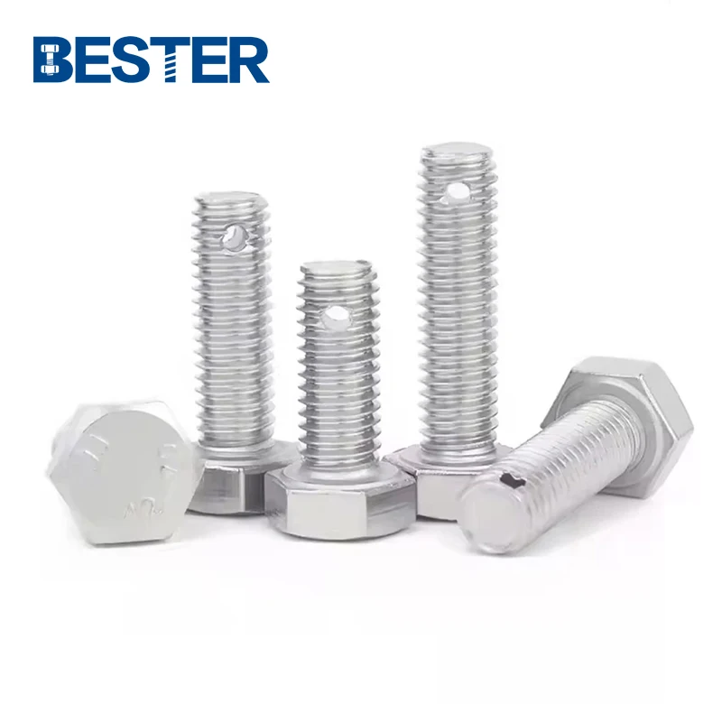 GB5782 GB5783 m18x120 ss 304 316 stainless steel hex bolt with split  cotter pin hole on shank