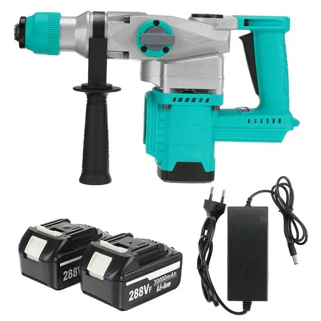 3 in 1 288Vf Rechargeable Pick with 2pcs Battery Brushless Cordless Rotary Hammer Drill Electric Hammer Impact Drill Electric