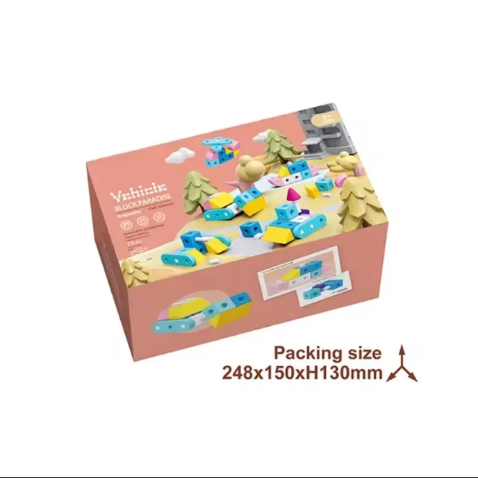 New product kids education assemble eva toy building blocks 28pcs funny vehicle model diy puzzle building blocks