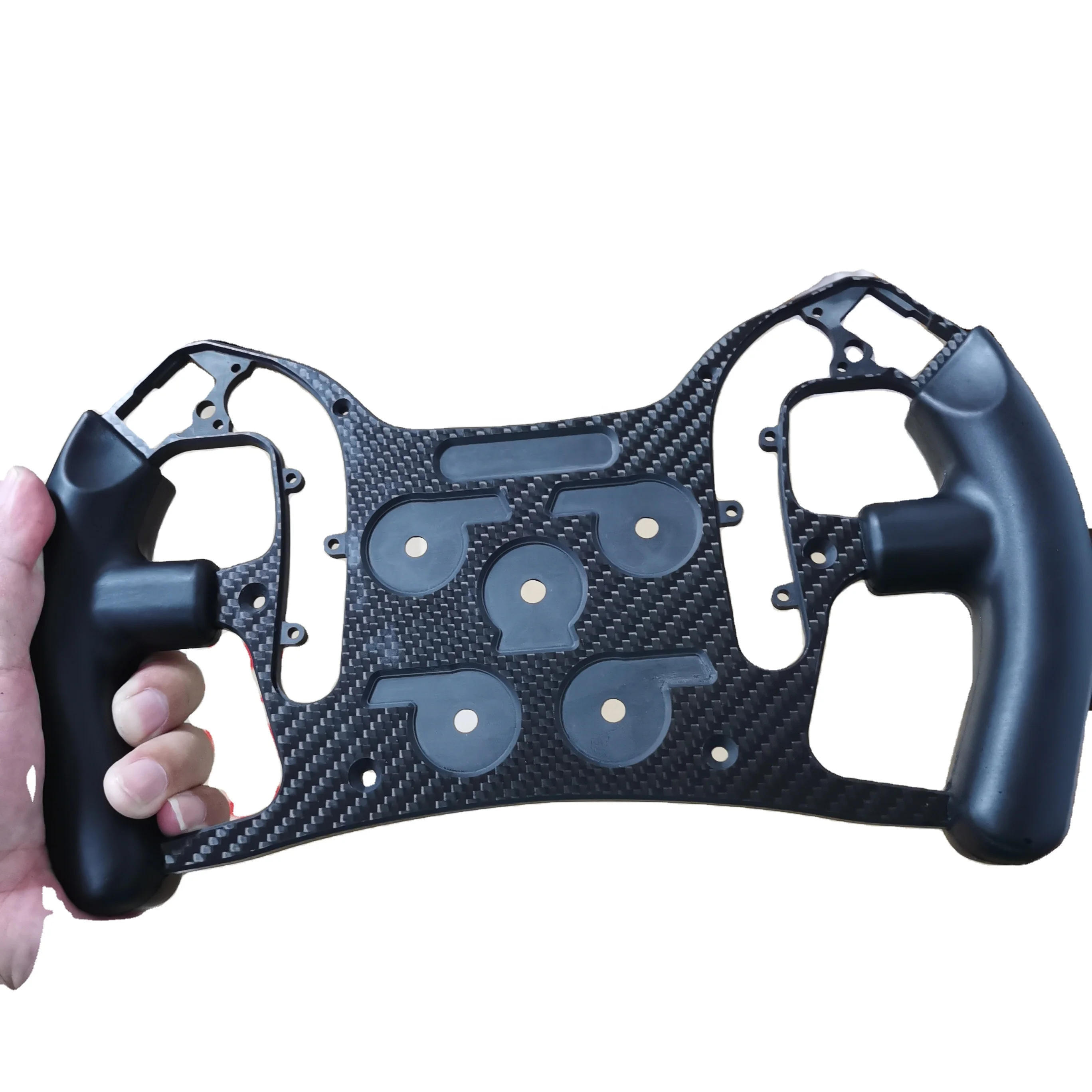 High quality custom made oem silicone rubber overmoulded carbon fiber game steering wheel for sale