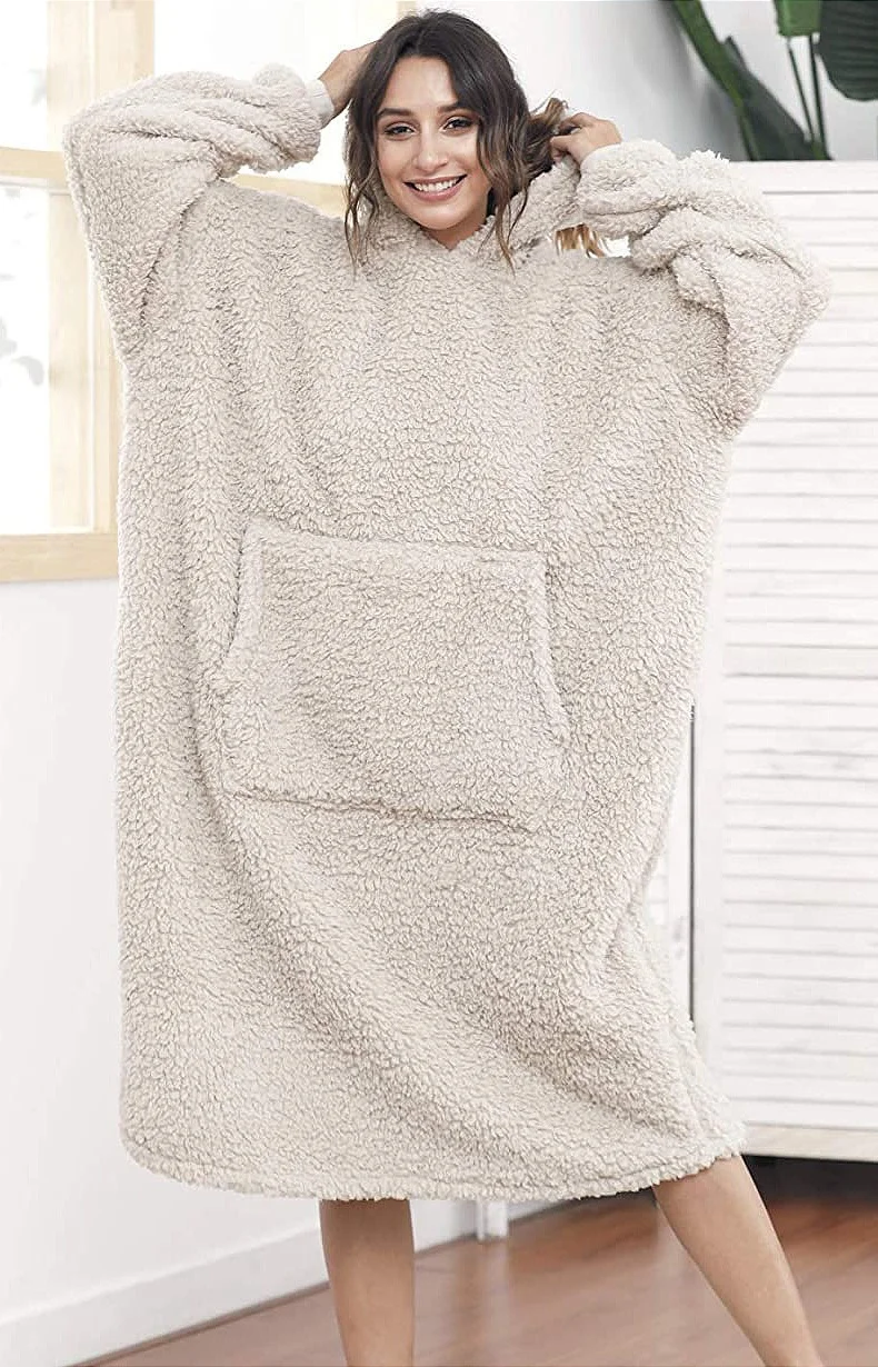 2022 Big Pocket hoodie wine red sherpa Lamb tv blanket sherpa blanket