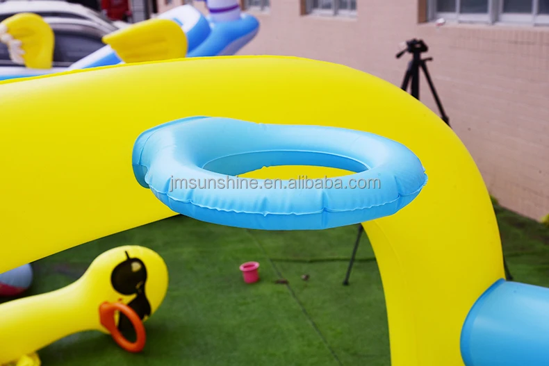 Vinyl yellow duck play house children inflatable pool ring toss game large kid inflatable pool with slide for indoor&outdoor