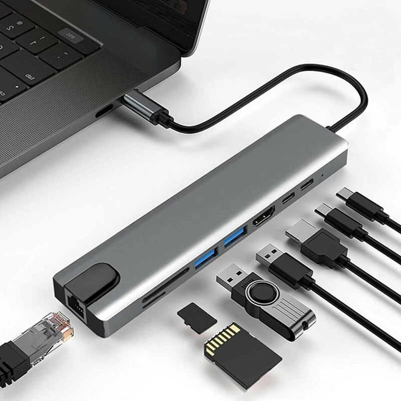 Новинка, многофункциональный USB-концентратор 3,1, 8 портов типа для NS, Samsung Dex, Тип c, 8 в 1, концентратор Usb C с 2 портами Usb3.0, концентратор c, тип 8, адаптер