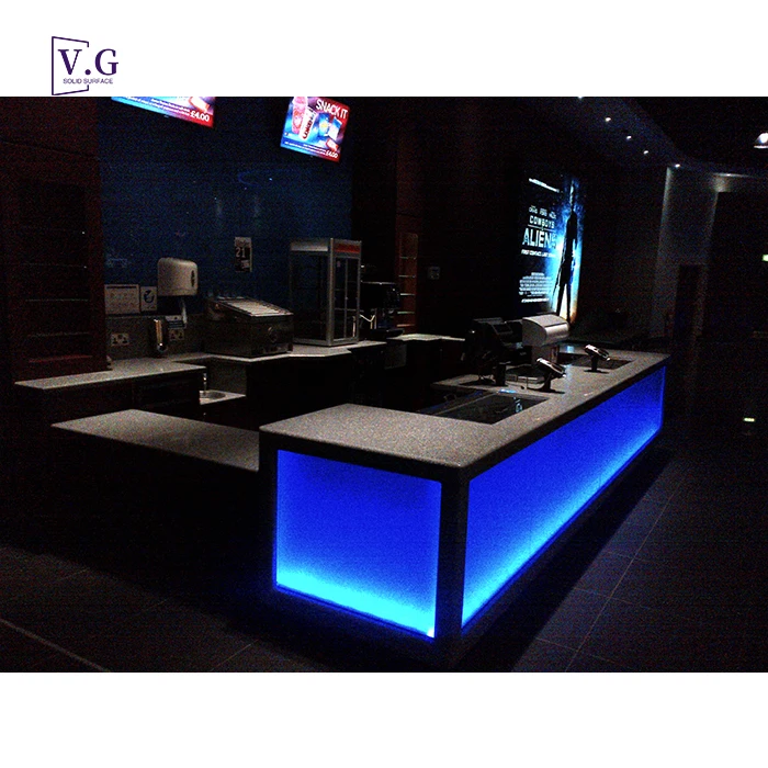 RGB 16 Color Changed Led Lighted Night Club Bar Counter Cinema Design Modern Bar Counter