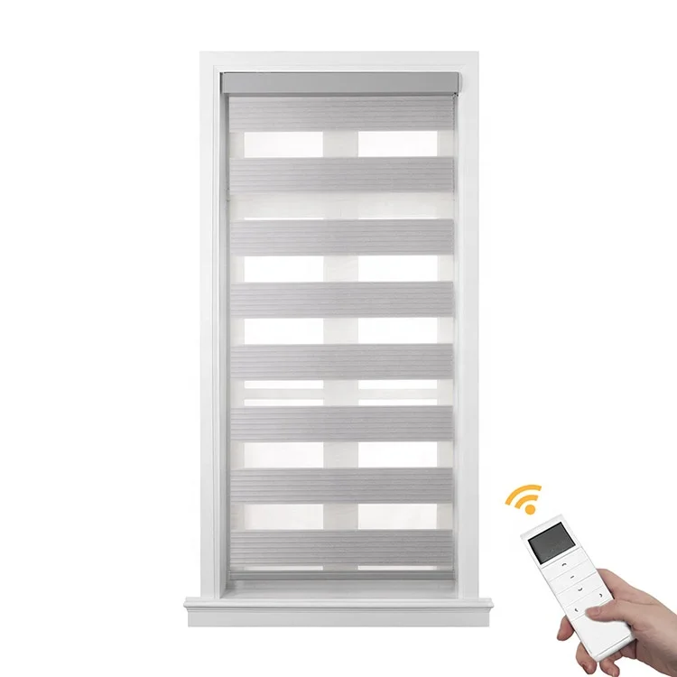 Professional motorized blackout cordless wifi mobile and remote electric control zebra blinds