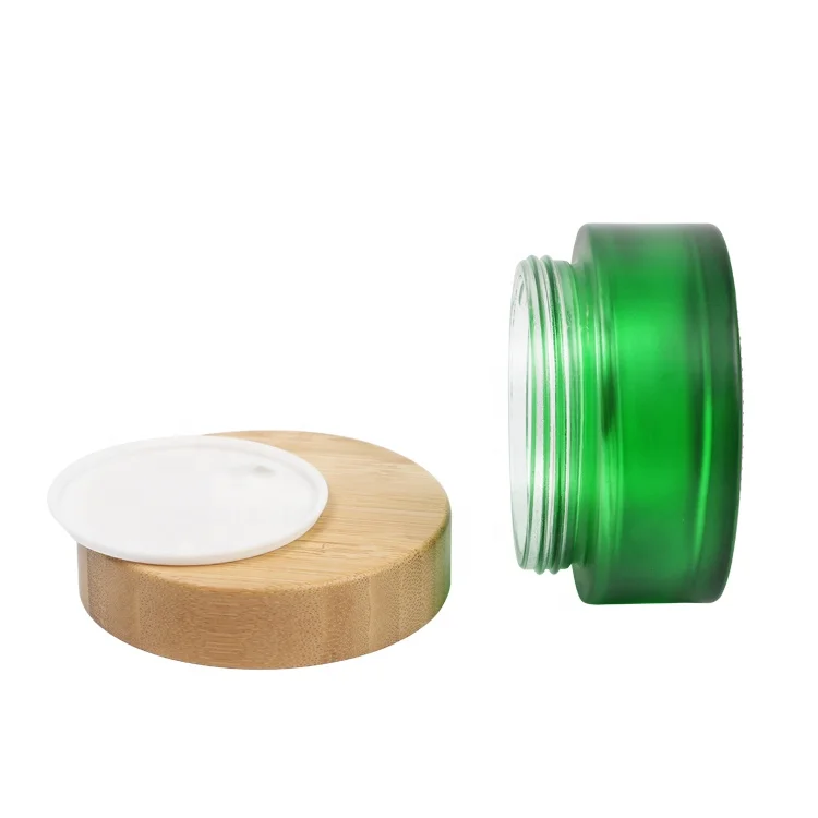 manufacturer wholesale wide mouth 30g 1oz 50g 2oz 100g 3oz skin care cream package frosted glass bamboo cosmetic jar