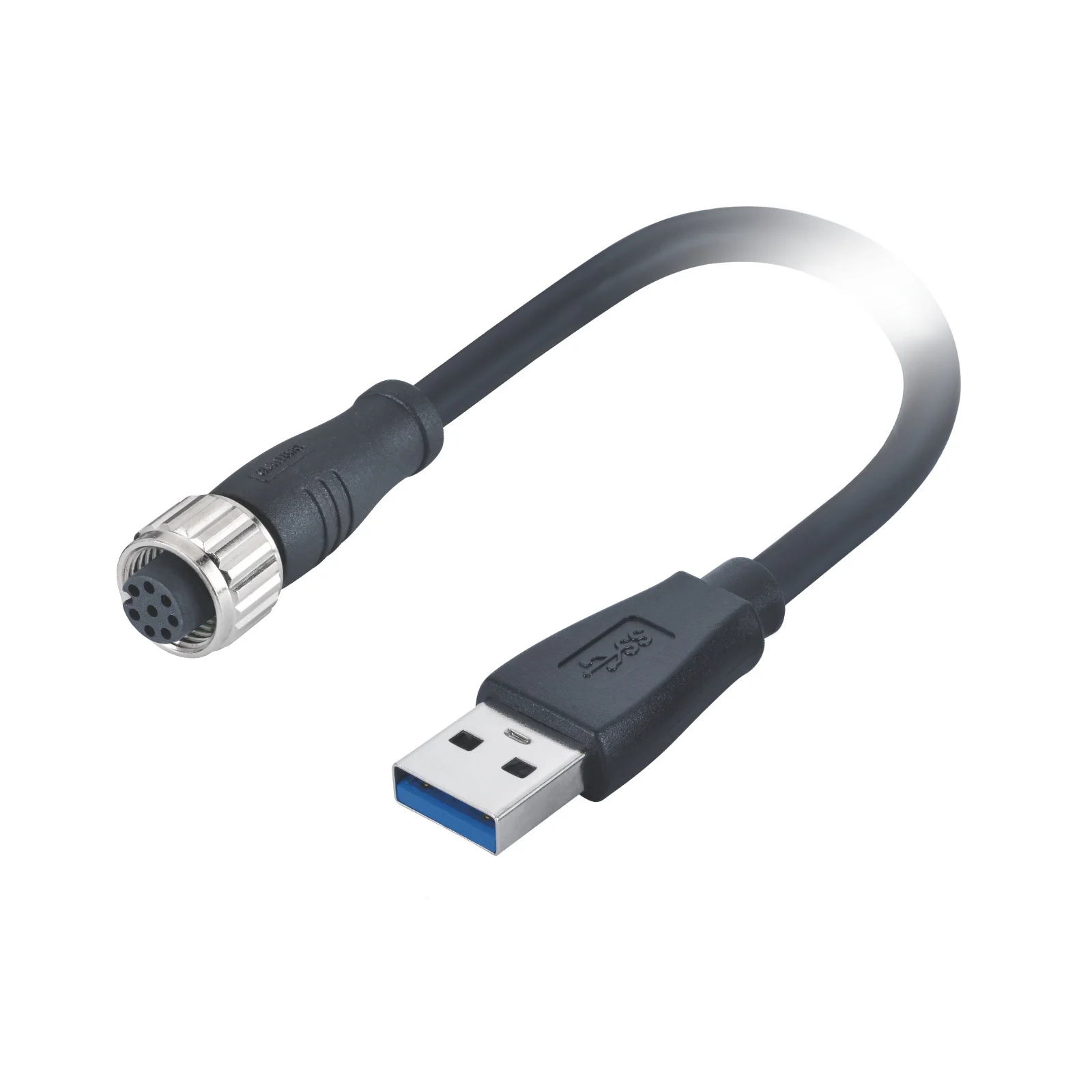 Штекерный разъем M12 A Code female 8 Pin к USB 3,0, литой 1 м ПВХ AWG 24 * 2C + AWG 28*3P кабель
