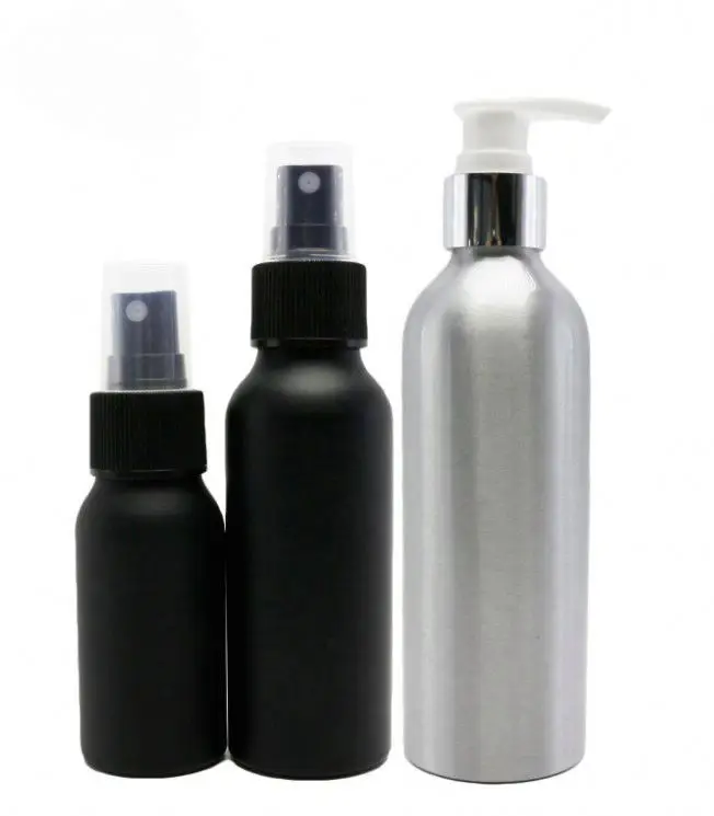 30ml 50ml 60ml 100ml 250ml gold coated uv aluminum bottle with aluminium screw top MAB-69C