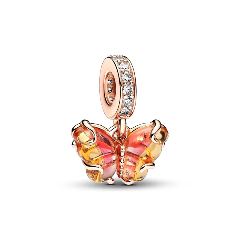 925 Silver Two-tone Adventure Car Bicycle Hot Air Balloon Leaf Firefly Murano Glass Butterfly Golden Beads Fit Pan DIY Bracelet