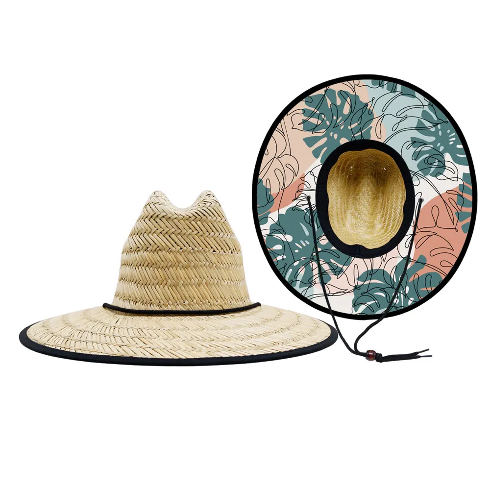 Summer Florida surfers aloha unisex sombreros wholesale straw lifeguard hats for men with custom logo