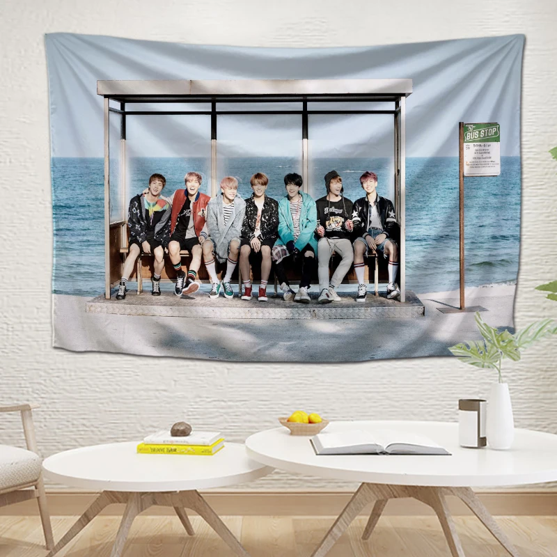 Popular Kpop Printing 1 pieces Korea Handsome Boy bt tapestri Custom Hippie Kpop Tapestry throw blanket art wall hanging