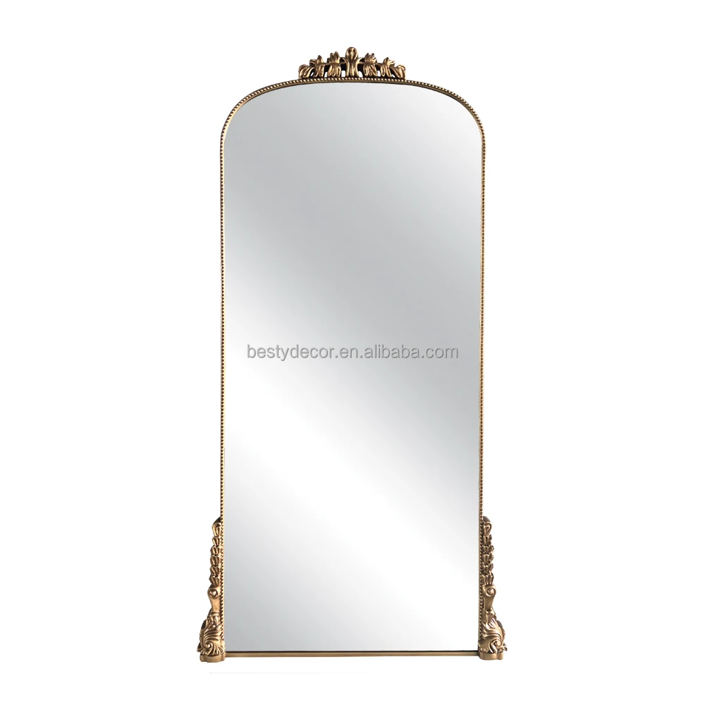 Antique Beaded Resin Flower Extra Large Mirror Livingroom Wooden Frame Anthropology Mirrors