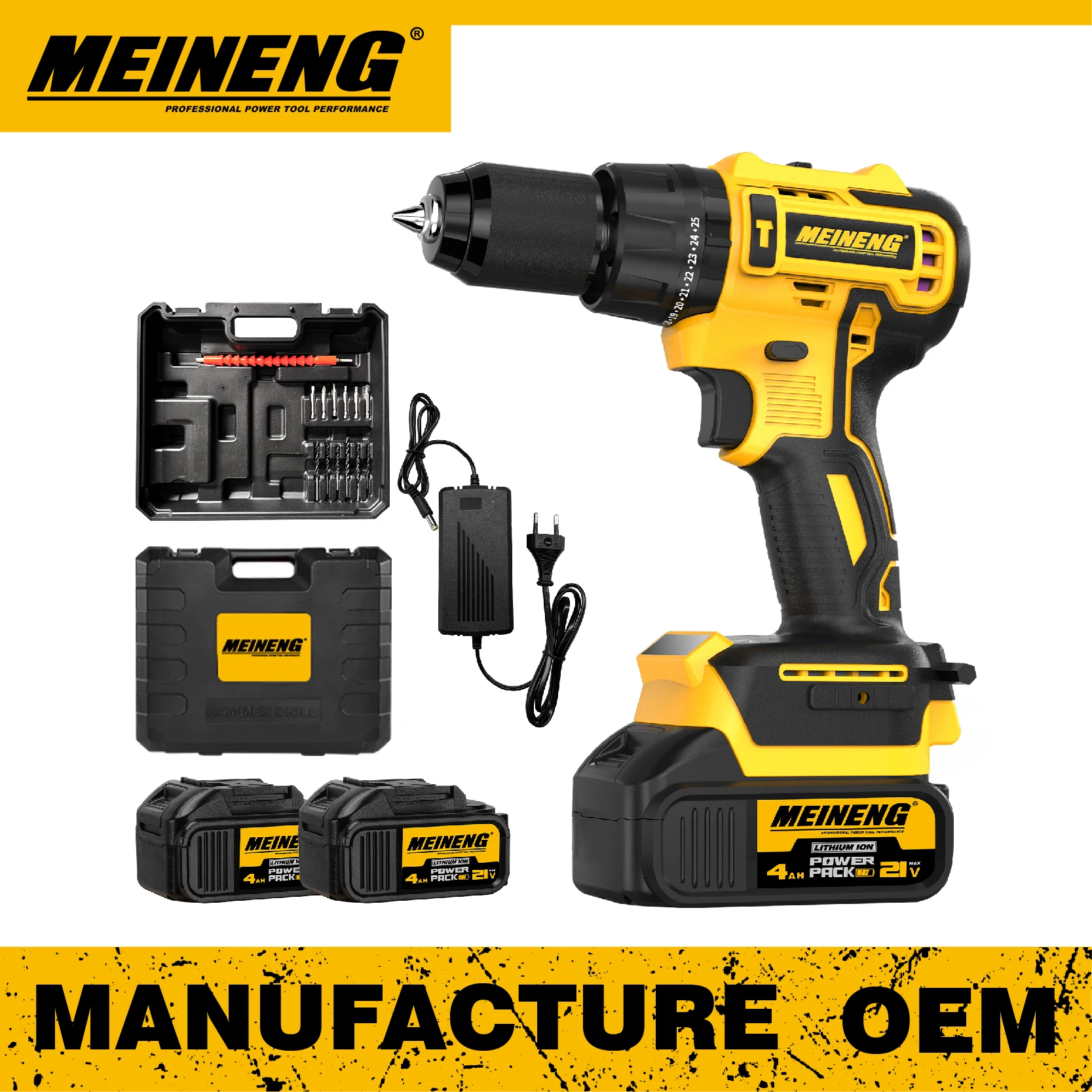 High Quality 21V Rechargeable Lithium Battery 13mm Portable Cordless Industrial Electric Drill