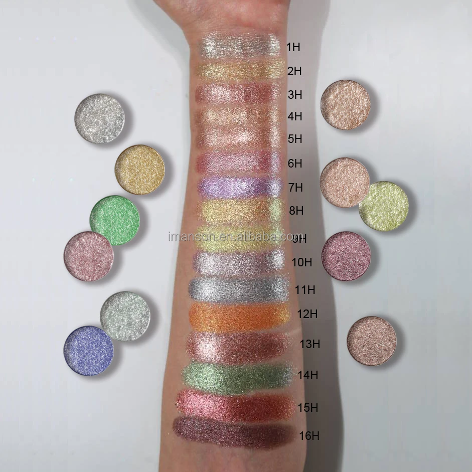 16 видов цветов Блестящий пигмент бриллиантовый металлик золотистая бронза шампанское многохромные тени для век