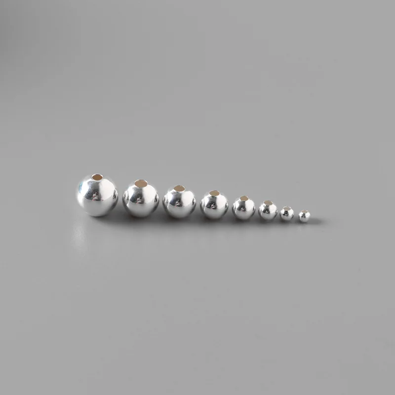 925 Sterling Silver Loose Pearl Beads Platinum-Plated Gold Rose Gold DIY Handmade Necklace Beaded Accessories Material Charm