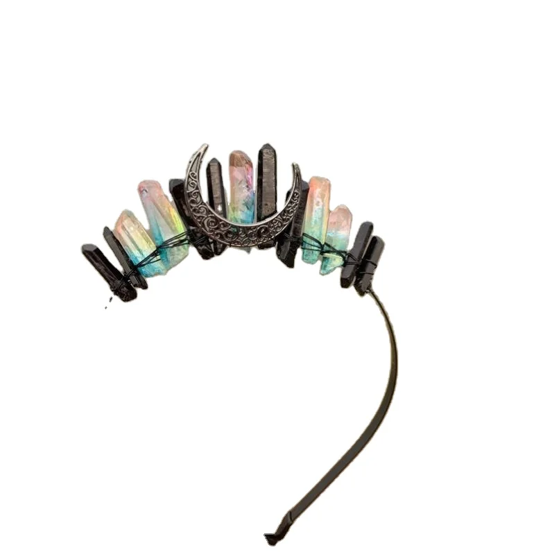 2023  TS  Wholesale DIY witch branches natural crystal hair accessories rainbow thread 20 tooth hair comb