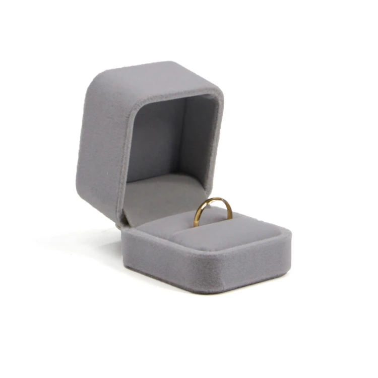Custom gray ring box bracelet earrings pendant necklace gift box velvet jewelry box