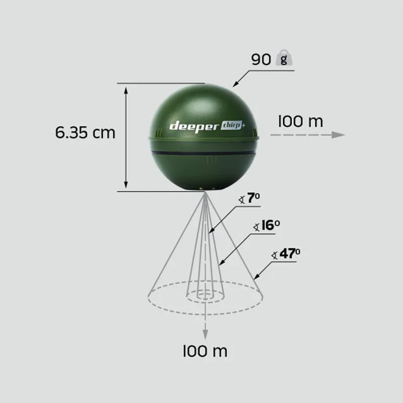 NEW Deeper Chirp+ 2.0 Portable Sonar Fish Finder Gps Smart Fish Finder Baitboat Fishing Finder