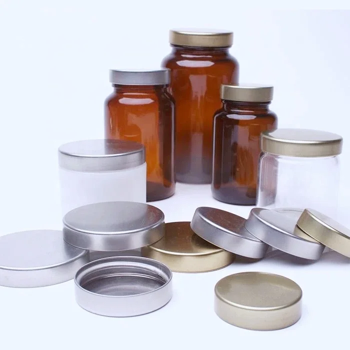 Wide mouth 2oz 4oz 8oz amber glass pill bottles with aluminum lined caps