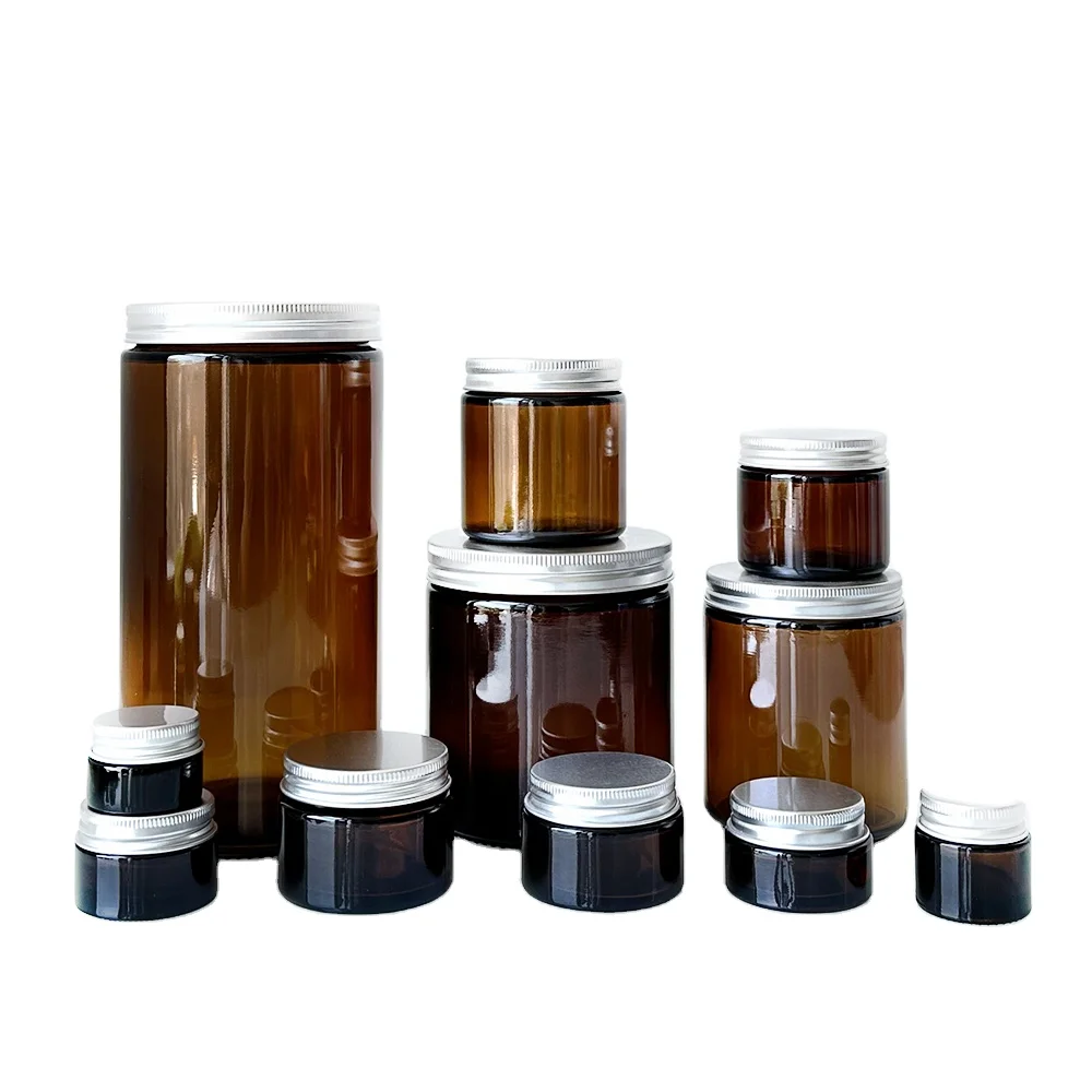 glass jars and containers Wide Mouth Body butter Amber frosted 16 oz glass jars with lids