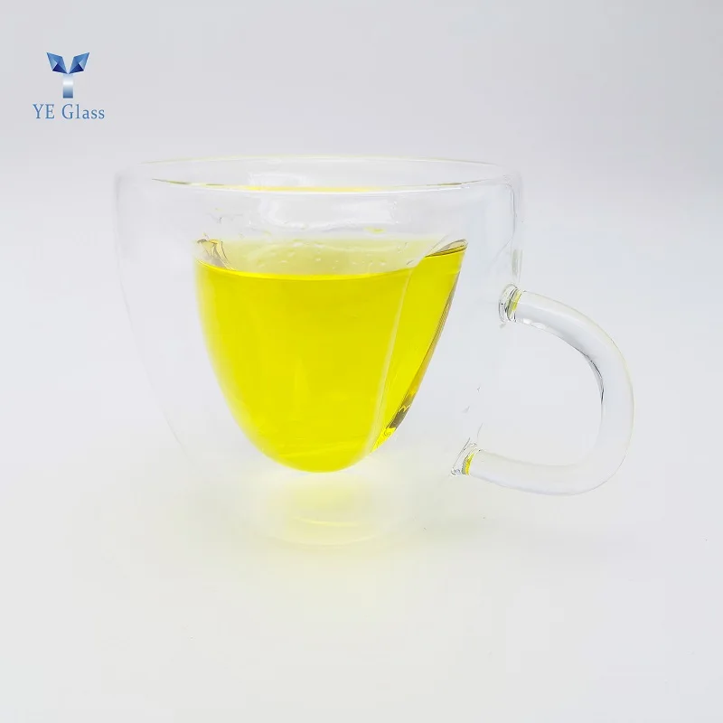 Heat-resistant Clear Heart Shaped Drinking Glass Double Wall Insulated Glass Cup for Tea