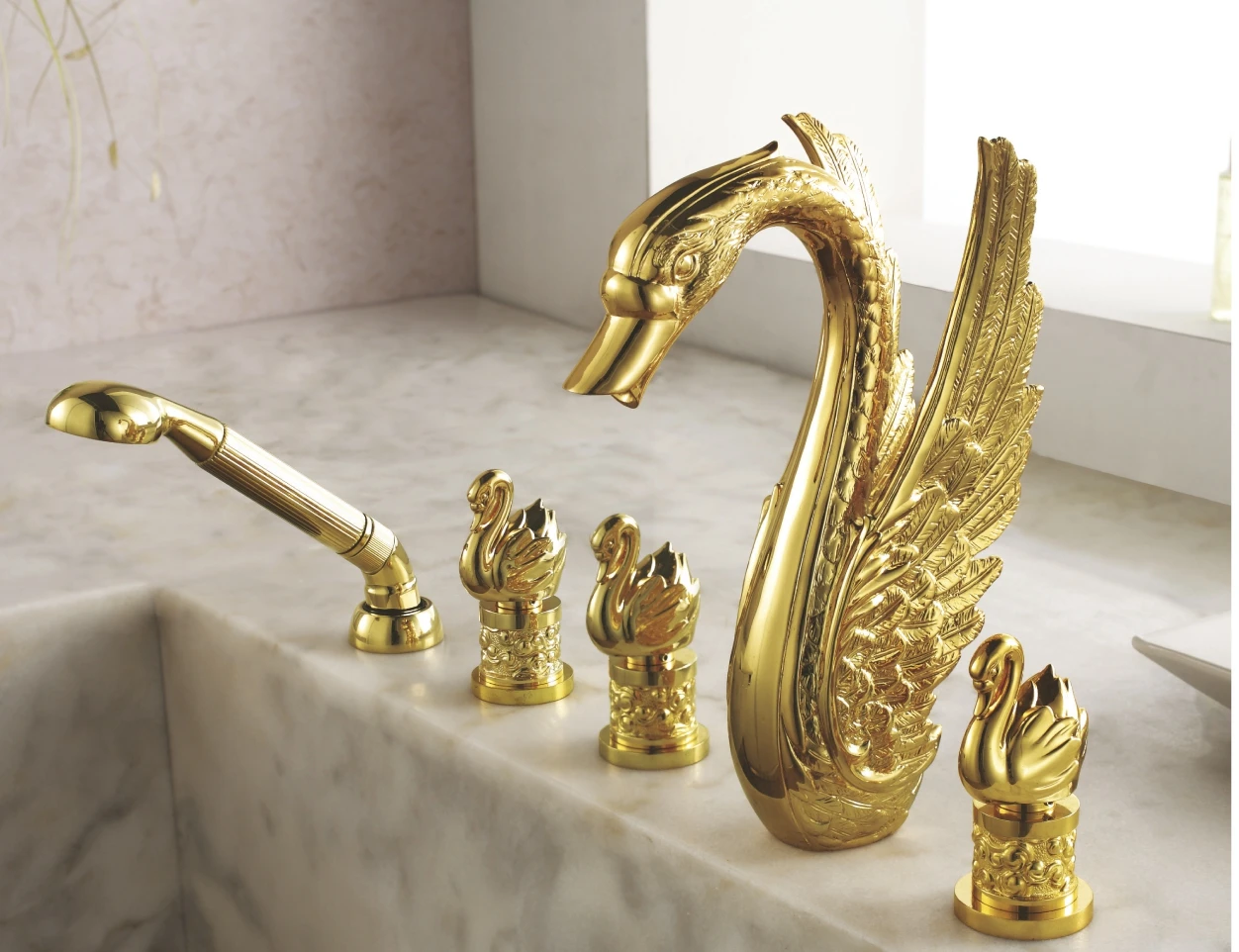 Classic Ceramic Dragon Basin Faucet Dual Handle Brass with Polished Traditional Design Deck Mounted Apartment 5 Years Warranty