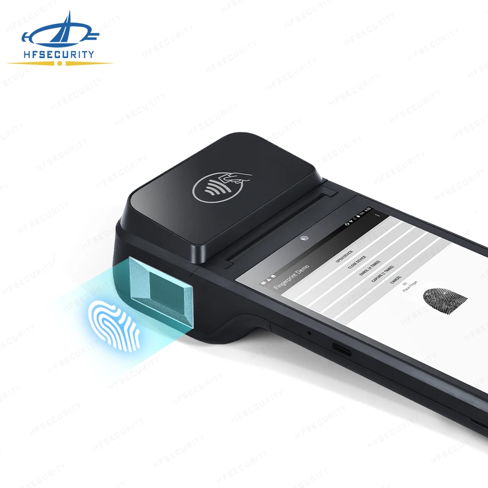 HF Security bestsell HP405pro fully open Android 8 4G WIFI BLE battery fingerprint printer pos machine.