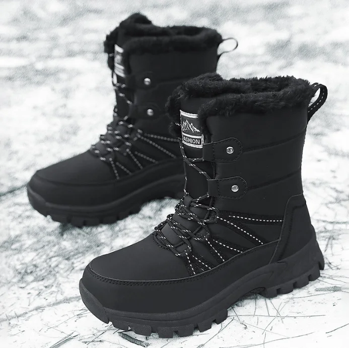 Winter Snow Boots women Warm Cotton Shoes Wear Resistant Outdoor High Top Lace-Up Large Size Cross-Border Boots For Women