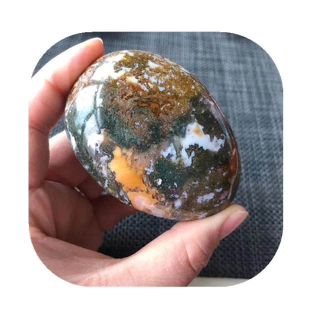 New arrivals semi precious stone natural ocean jasper crystals palm stones for Healing Reiki