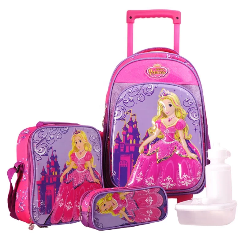 Hot Sale 16Inch Kid Trolley Bag School Bags Cartoon Trolley Bag Set For Girls