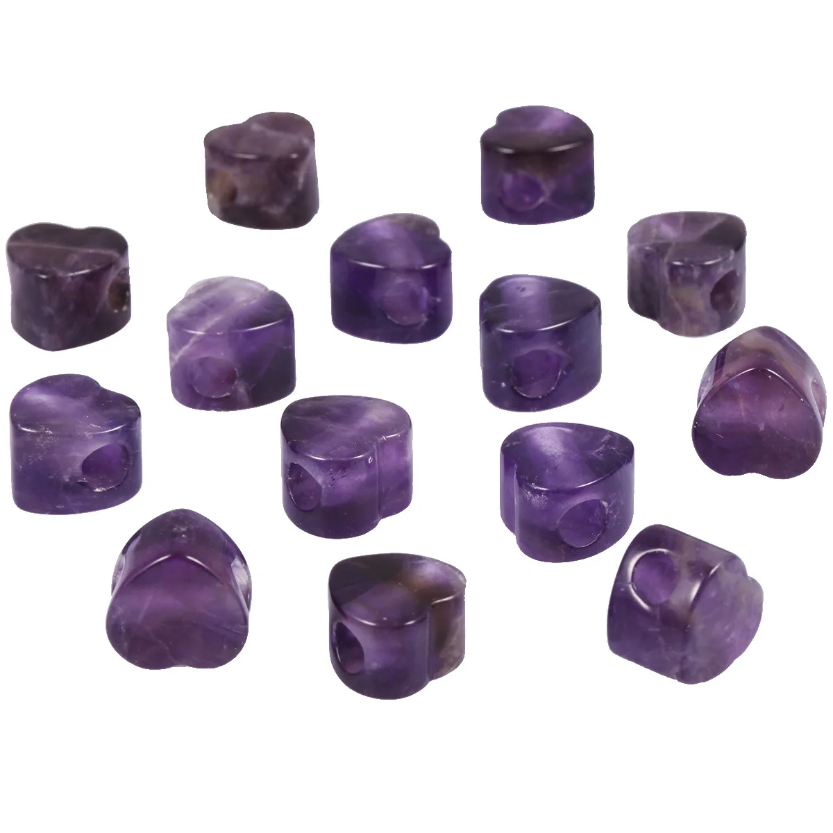 Good Quality Wholesale Natural Stone Heart Bead Loose 14mm Large Hole Heart-Shaped Picasso Stone Beads