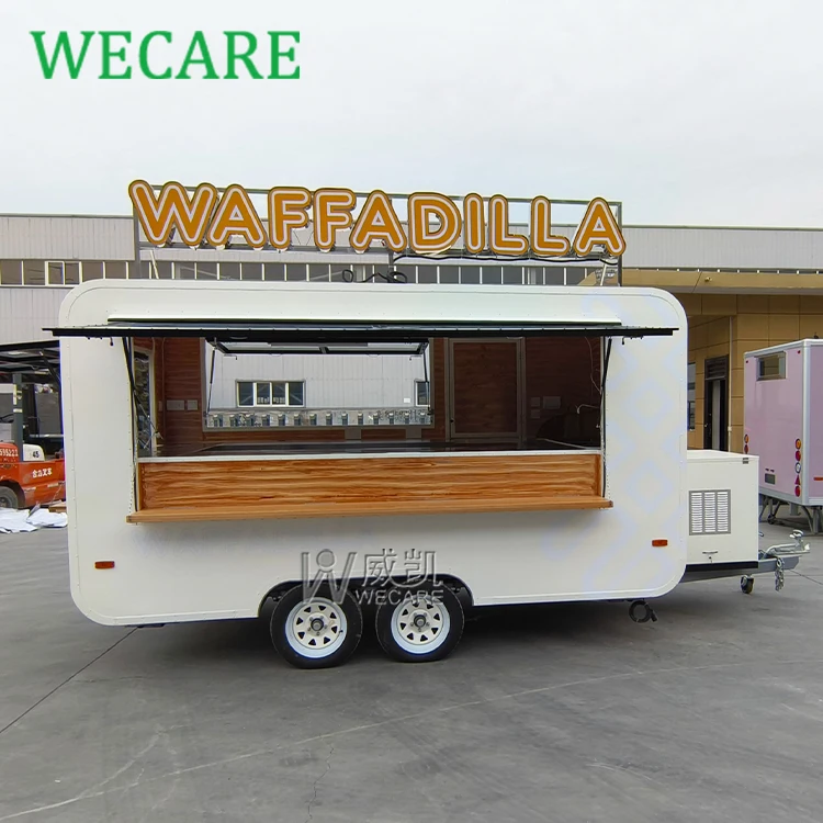 Wecare BBQ Concession Trailer Fully Equipped Mobile Coffee Bar Shop Fast Food Trailer Food Truck Manufacturer with Full Kitchen