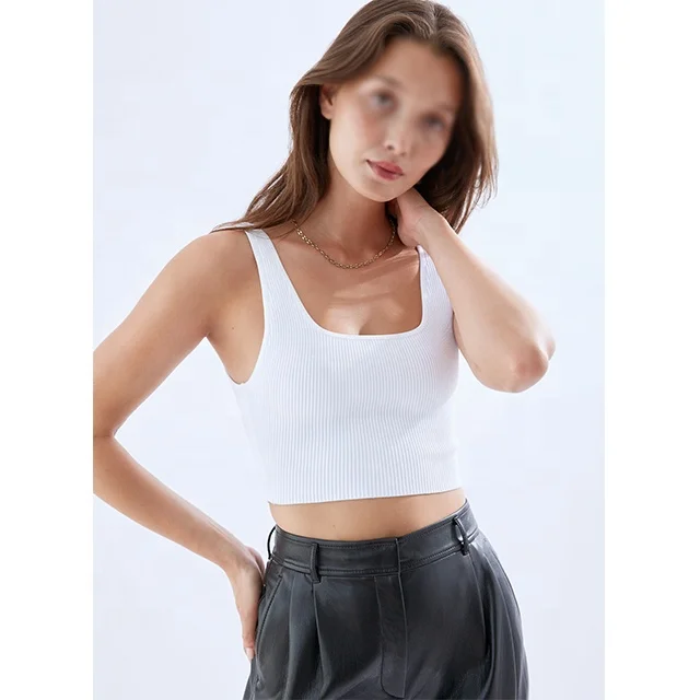 Sculpt Knit Cropped Tank square neck sports bra yoga tank tops causal halter sleeveless tank tops sleeveless t-shirt tops woman