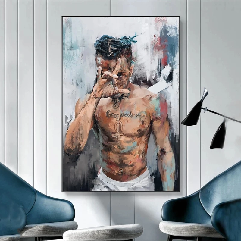 Portrait Art Painting Canvas Prints on Canvas Posters and Prints Wall Cool Tattoos Man Picture for Living Room Home Decor
